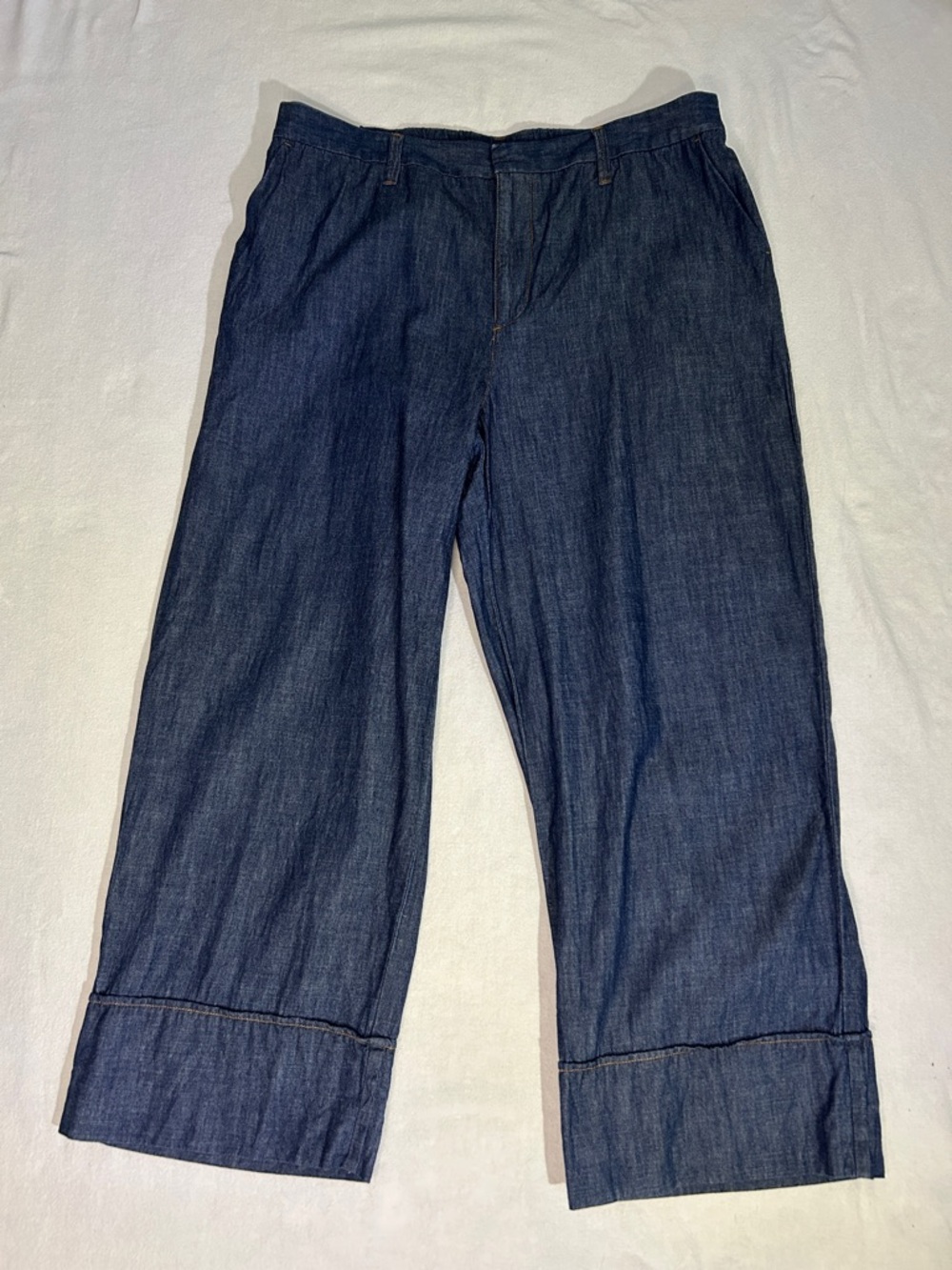 100% Cotton Dark Blue Wide Leg Jeans